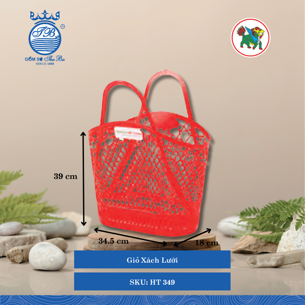 Giỏ Xách Lưới Dài: 34.5cm Rộng: 18cm Cao: 39cm Hiệp Thành Nhựa HT 349 (Giao Màu Ngẫu Nhiên)