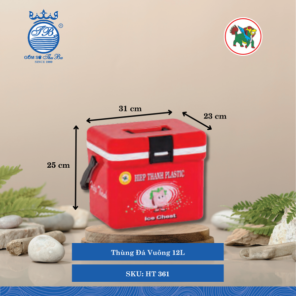Thùng Đá Vuông 12L 12,000ml Dài: 31cm Rộng: 23cm Cao: 25cm Hiệp Thành Nhựa HT 361 (Giao Màu Ngẫu Nhiên)