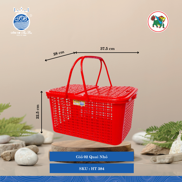 Giỏ 02 Quai Nhỏ Dài: 37.5cm Rộng: 28cm Cao: 22.5cm Hiệp Thành Nhựa HT 384 (Giao Màu Ngẫu Nhiên)