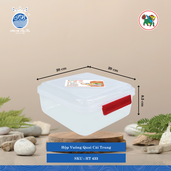 Hộp Vuông Quai Cài (Nhiều Size, Giao Màu Ngẫu Nhiên) Hiệp Thành Nhựa