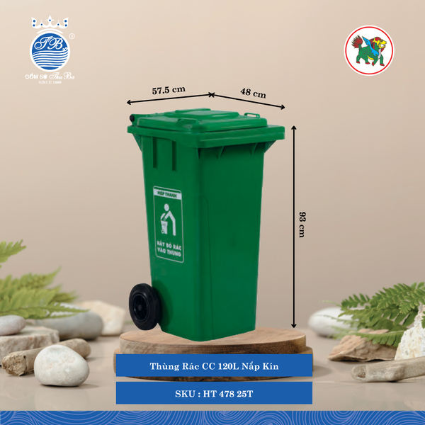 Thùng Rác Công Cộng Nắp Kín (Nhiều Size, Giao Màu Ngẫu Nhiên) Hiệp Thành Nhựa