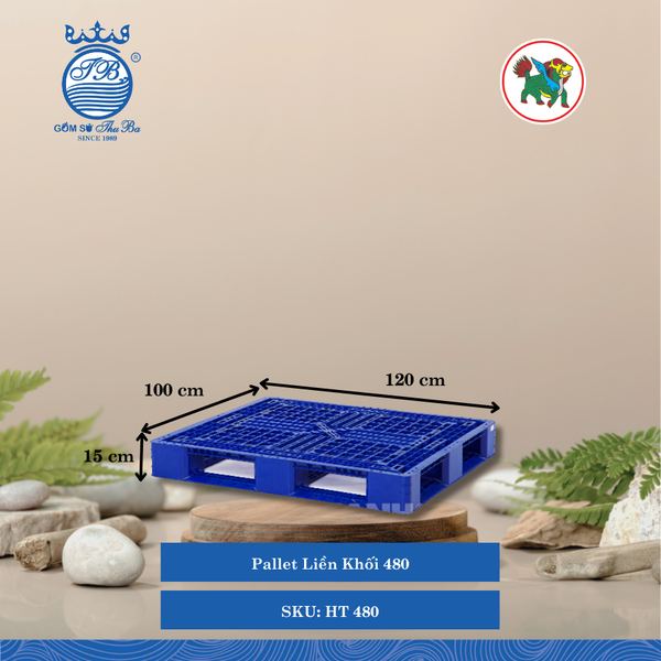 Pallet Liền Khối 480 Dài: 120cm Rộng: 100cm Cao: 15cm Hiệp Thành Nhựa HT 480 (Giao Màu Ngẫu Nhiên)