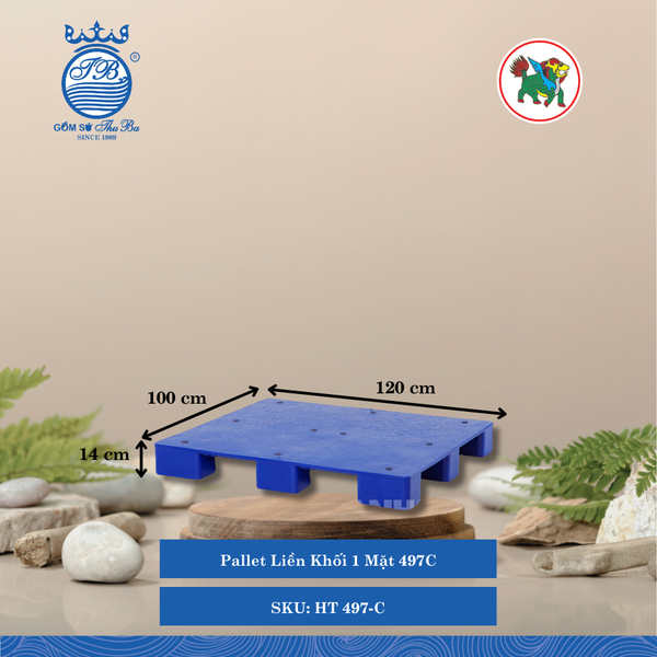 Pallet Liền Khối 1 Mặt 497C Dài: 120cm Rộng: 100cm Cao: 14cm Hiệp Thành Nhựa HT 497-C (Giao Màu Ngẫu Nhiên)