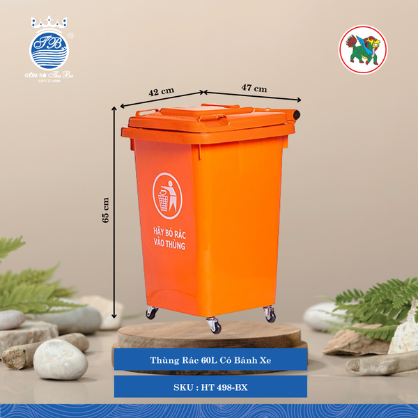 Thùng Rác 60L (Nhiều Loại, Giao Màu Ngẫu Nhiên) Hiệp Thành Nhựa