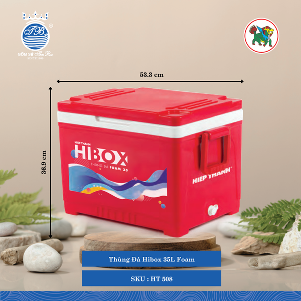 Thùng Đá Hibox 35L Foam 35,000ml Dài: 53.3cm Rộng: 35.5cm Cao: 36.9cm Hiệp Thành Nhựa HT 508 (Giao Màu Ngẫu Nhiên)