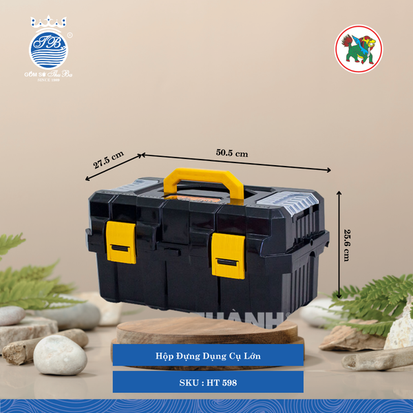 Hộp Đựng Dụng Cụ Đại Dài: 50.5cm Rộng: 27.5cm Cao: 25.6cm Hiệp Thành Nhựa HT 598 (Giao Màu Ngẫu Nhiên)