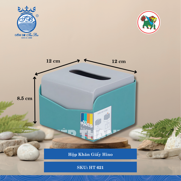 Hộp Khăn Giấy Hino Dài: 12cm Rộng: 12cm Cao: 8.5cm Hiệp Thành Nhựa HT 621 (Giao Màu Ngẫu Nhiên)