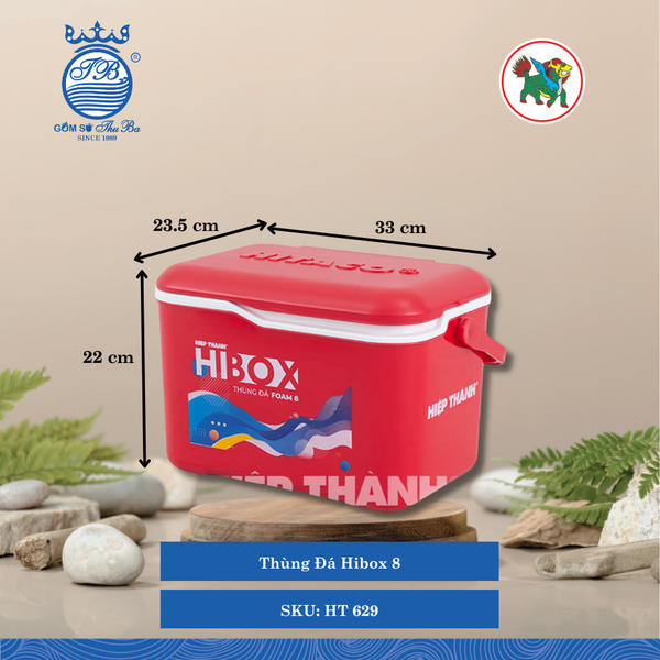 Thùng Đá Hibox 8 Dài: 33cm Rộng: 23.5cm Cao: 22cm Hiệp Thành Nhựa HT 629 (Giao Màu Ngẫu Nhiên)