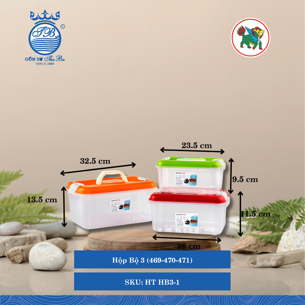 Hộp Bộ 3 (469-470-471) Hiệp Thành Nhựa HT HB3-1 (Giao Màu Ngẫu Nhiên)