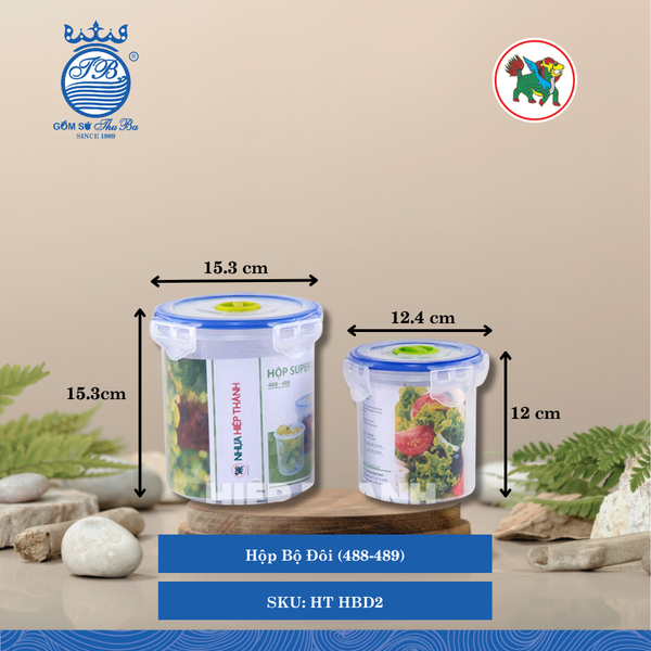 Hộp Bộ Đôi (488-489) Hiệp Thành Nhựa HT HBD2 (Giao Màu Ngẫu Nhiên)