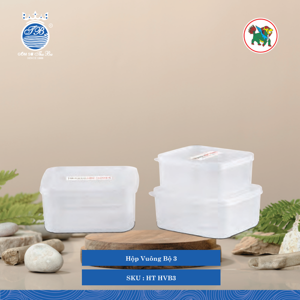 Hộp Vuông Bộ 3 Hiệp Thành Nhựa HT HVB3 (Giao Màu Ngẫu Nhiên)