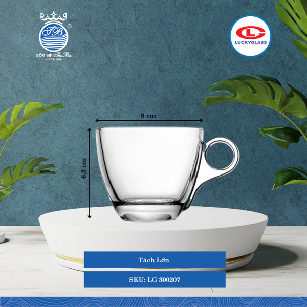 Tách Lớn Audrey Ø: 8.2cm 200ml Cao: 7cm 72 Cái/Thùng 6 Cái/Hộp 17Gr. Lucky Glass Thủy Tinh TL Cup LG 300207