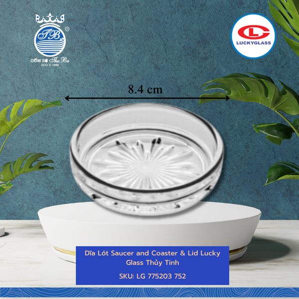 Đế Lót Ly STELLAR Ø: 8.4cm 144 Cái/Thùng 12 Cái/Hộp 13Gr. Lucky Glass Thủy Tinh TL coasters LG 775203 752