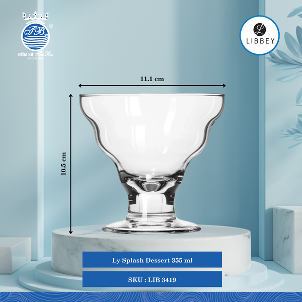 Ly Desserts ØĐáy: 7.6cm ØMiệng: 11.1cm 355ml Cao: 10.5cm 12 Cái/Thùng Libbey Thuỷ tinh US Glassware LIB 3419