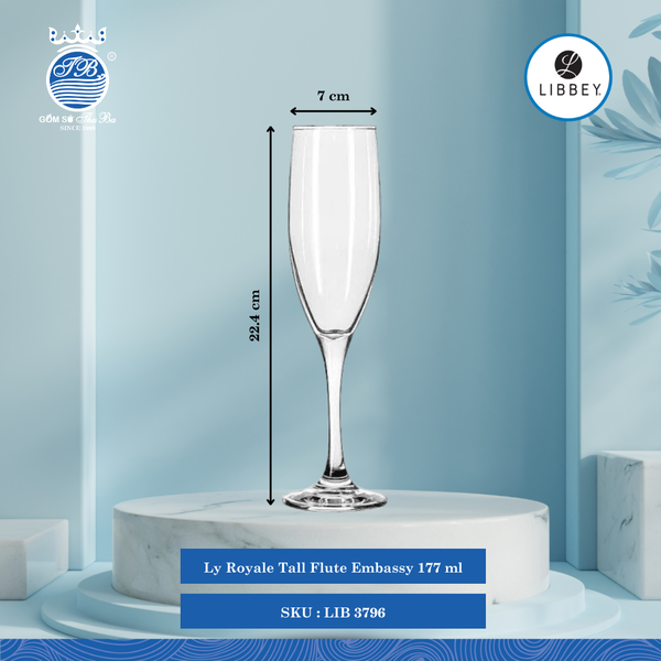 Ly Embassy ØĐáy: 5.1cm ØMiệng: 7cm 177ml Cao: 22.4cm 12 Cái/Thùng Libbey Thuỷ tinh CN Glassware LIB 3796