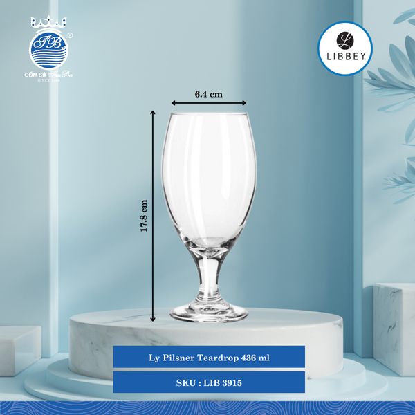 Ly Teardrop Ø: 8.3cm ØĐáy: 7.3cm ØMiệng: 6.4cm 436ml Cao: 17.8cm 12 Cái/Thùng Libbey Thuỷ tinh CN Glassware LIB 3915