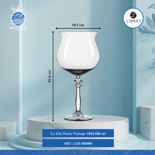 Ly Vintage 1924 Ø: 10.7cm ØĐáy: 7.3cm ØMiệng: 9.5cm 620ml Cao: 21.2cm 12 Cái/Thùng Libbey Thuỷ tinh EU Glassware LIB 502008