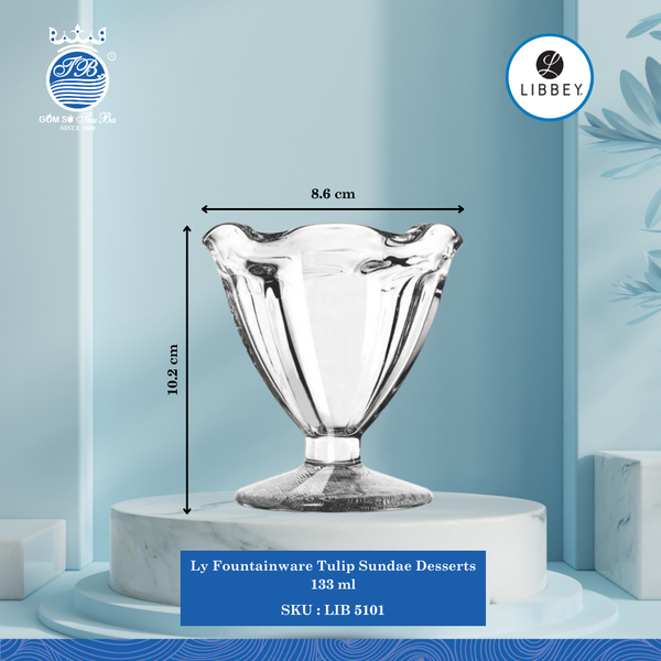 Ly Desserts ØĐáy: 7cm ØMiệng: 8.6cm 133ml Cao: 10.2cm 36 Cái/Thùng Libbey Thuỷ tinh US Glassware LIB 5101