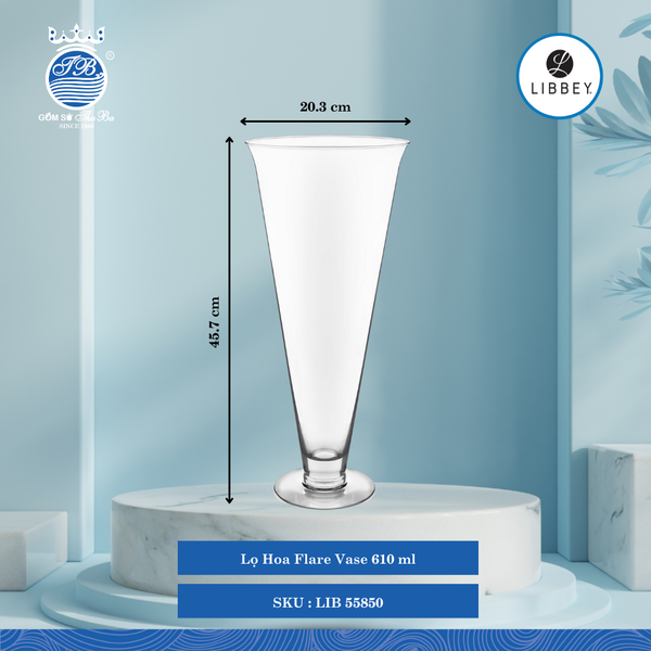 Lọ Hoa Vase Ø: 20.3cm 610ml Cao: 45.7cm 1 Cái/Thùng Libbey Thuỷ tinh US Flower Vase LIB 55850