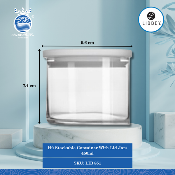 Hủ Stackable Container With Lid Jars Libbey Thủy Tinh (Nhiều Size)