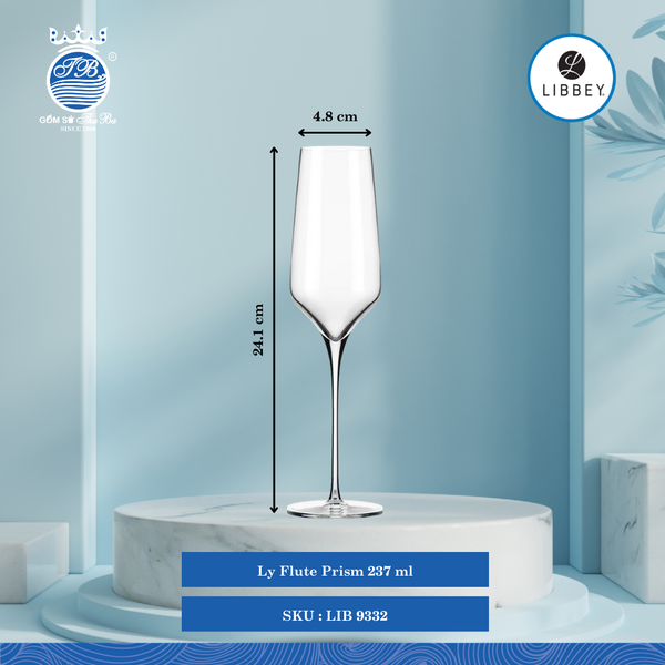 Ly Prism Ø: 6.4cm ØĐáy: 7cm ØMiệng: 4.8cm 237ml Cao: 24.1cm 12 Cái/Thùng Libbey Thuỷ tinh US Glassware LIB 9332