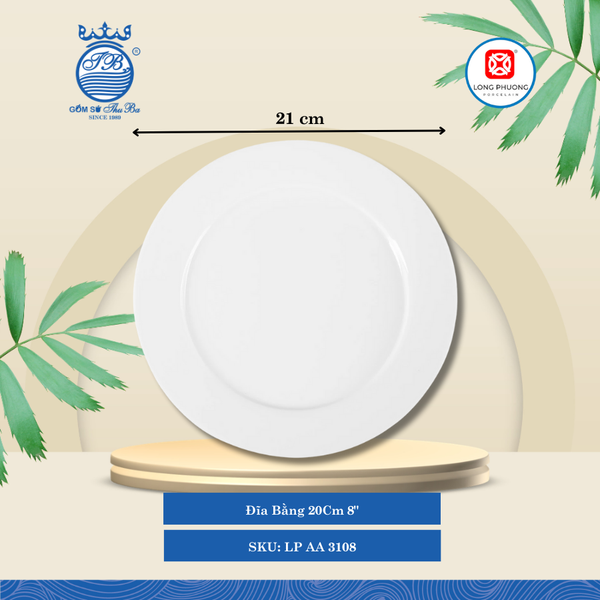 Dĩa Bằng Trắng (Nhiều Size, Nhiều Loại) Long Phương Sứ