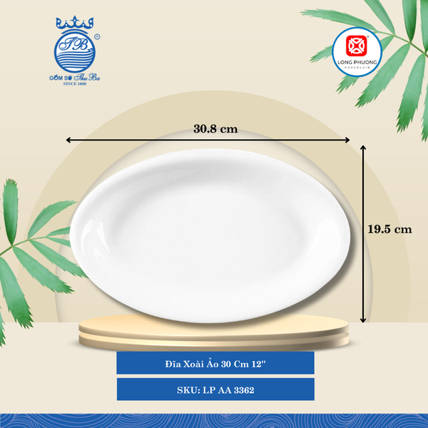 Dĩa Xoài Ảo Trắng (Nhiều Size) Long Phương Sứ