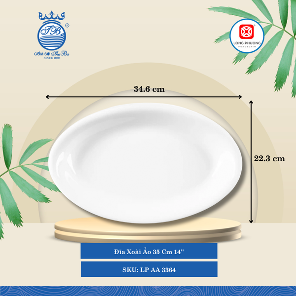 Dĩa Xoài Ảo Trắng (Nhiều Size) Long Phương Sứ