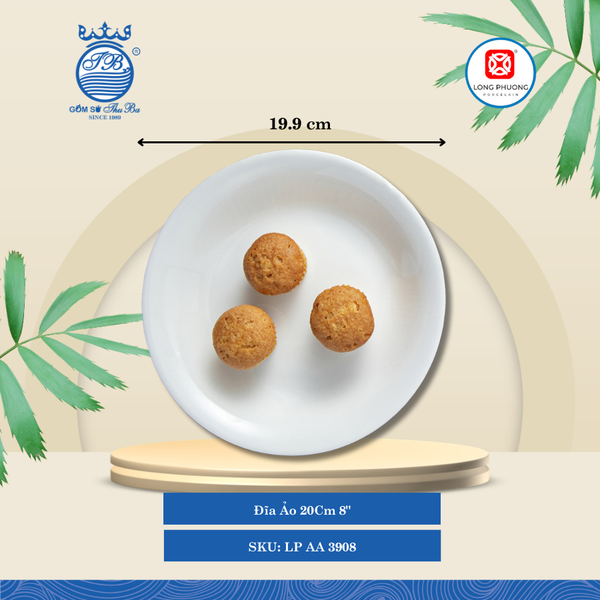 Dĩa Ảo Trắng (Nhiều Size) Long Phương Sứ