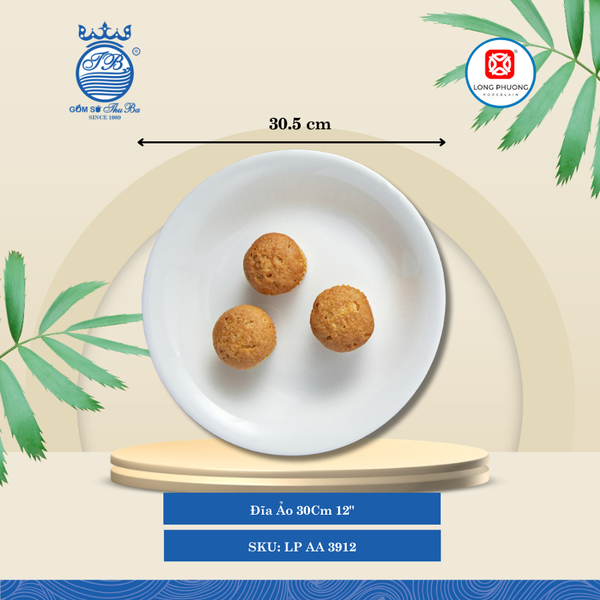 Dĩa Ảo Trắng (Nhiều Size) Long Phương Sứ