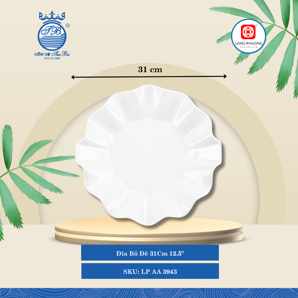 Dĩa Bô Đê Trắng (Nhiều Size) Long Phương Sứ