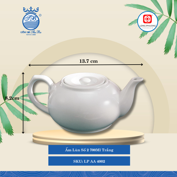 Ấm Lùn Trắng (Nhiều Size) Long Phương Sứ