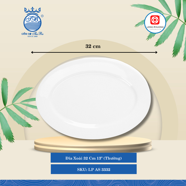 Dĩa Oval Trắng (Nhiều Size, Nhiều Loại) Long Phương Sứ