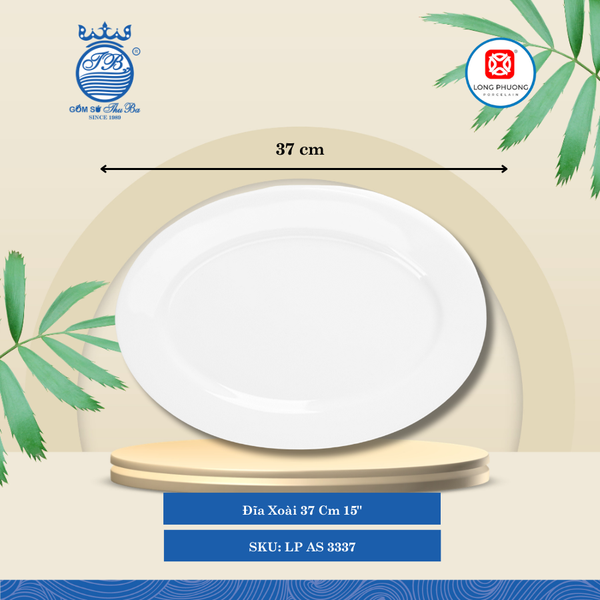 Dĩa Oval Trắng (Nhiều Size, Nhiều Loại) Long Phương Sứ