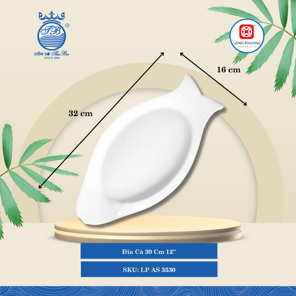 Dĩa Cá Trắng (Nhiều Size) Long Phương Sứ