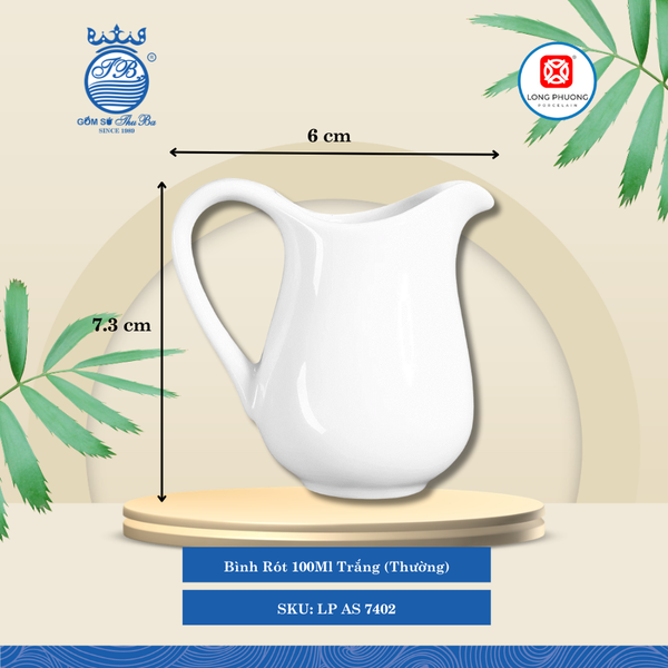 Bình Rót 3 100ml Trắng (Nhiều Loại) Long Phương Sứ