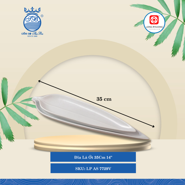 Dĩa Lá Ớt Trắng (Nhiều Size) Long Phương Sứ