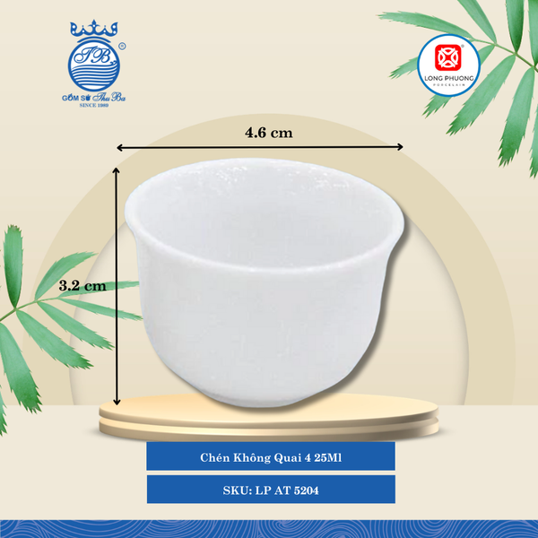 Chén Không Quai Trắng (Nhiều Size, Nhiều Loại) Long Phương Sứ