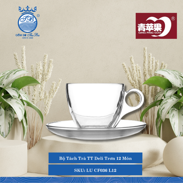 Bộ Tách Trà TT Deli Trơn 12 Món 1 Bộ/Hộp LU CF036 L12