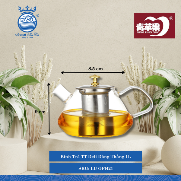 Bình Trà TT Deli Dáng Thẳng 1L ØMiệng: 8.5cm 1,000ml Cao: 9cm 24 Cái/Thùng LU GPH21