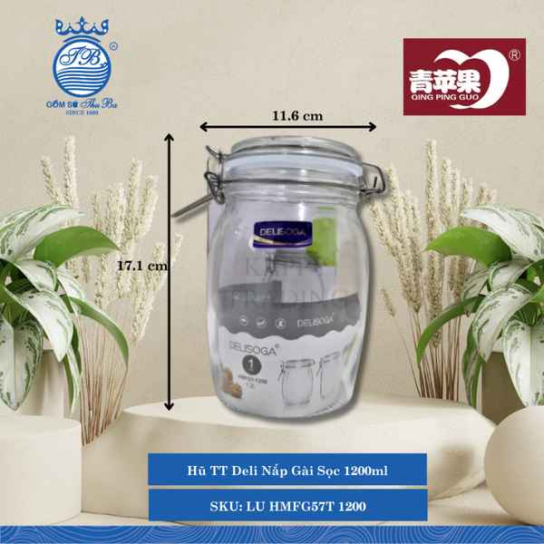 Hủ Nắp Gài Sọc (Nhiều Size) DELI Thủy Tinh