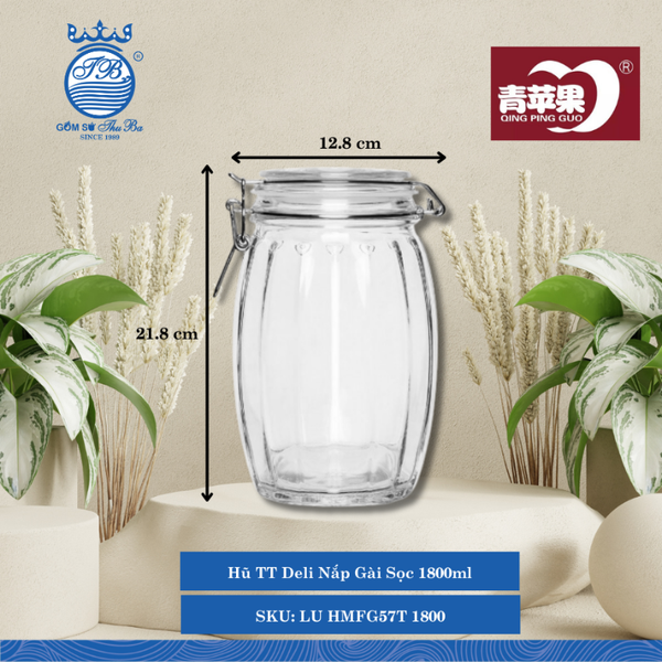 Hủ Nắp Gài Sọc (Nhiều Size) DELI Thủy Tinh