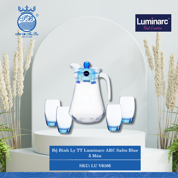 Bộ Bình Ly ARC Salto 5 Món (Nhiều Màu) Luminarc Thủy Tinh