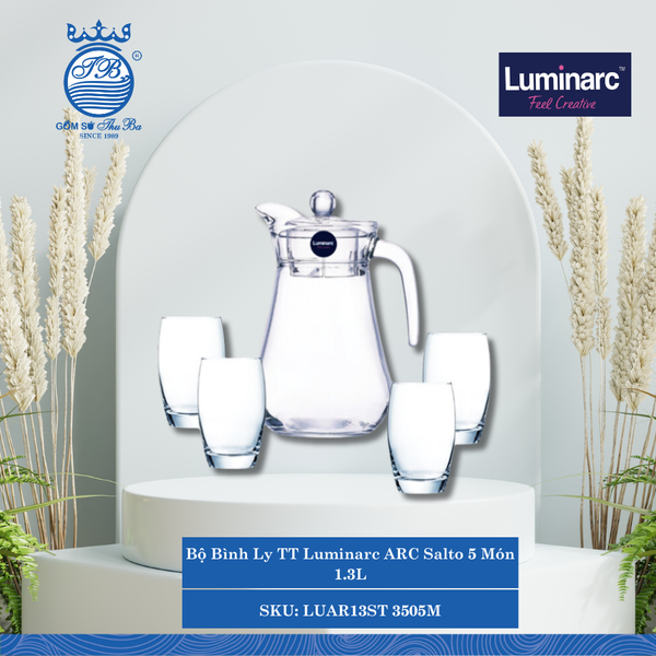 Bộ Bình Ly ARC Salto 5 Món (Nhiều Màu) Luminarc Thủy Tinh