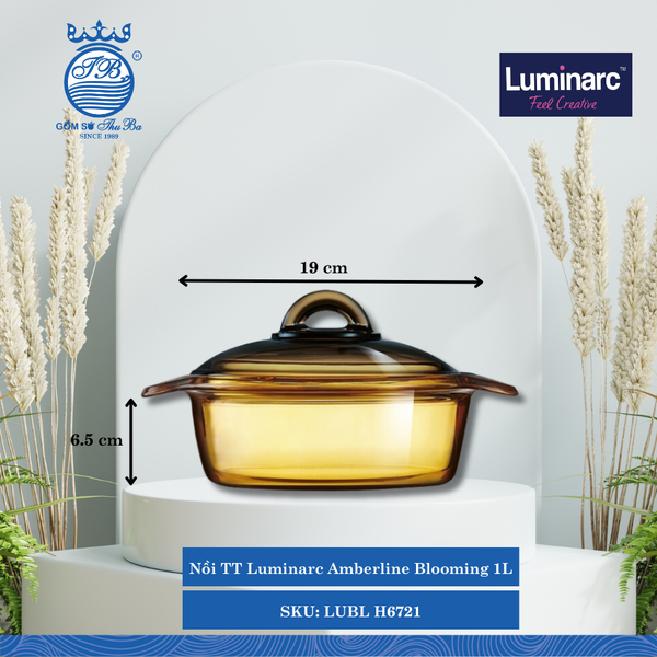 Nồi TT Luminarc Amberline Blooming 1L Amberline Blooming Ø: 19cm 1,000ml C: 6.5cm 1 Cái/Hộp Luminarc Thủy Tinh LUBL H6721