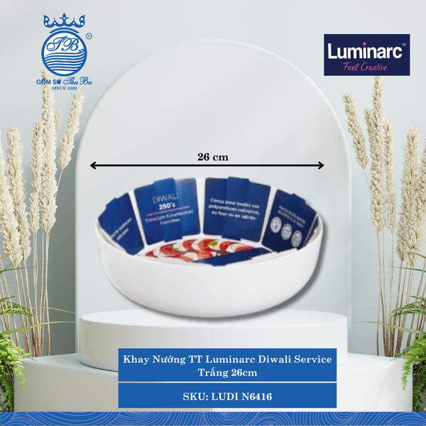Khay Nướng Diwali Service Trắng (Nhiều Size) Luminarc Thủy Tinh