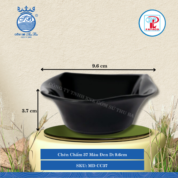 Chén Chấm 37 Màu Đen Dài: 9.6cm Rộng: 8.5cm Cao: 3.7cm Fataco Nhựa MD CC37