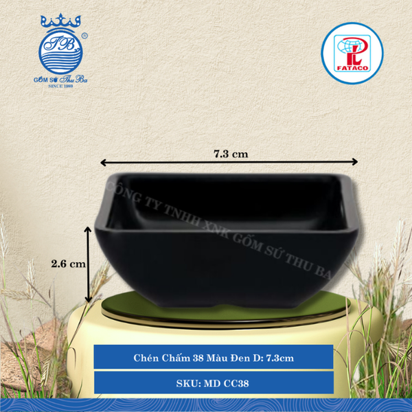 Chén Chấm 38 Màu Đen Dài: 7.3cm Rộng: 7.3cm Cao: 2.6cm Fataco Nhựa MD CC38