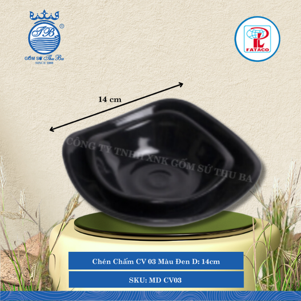 Chén Chấm CV 00, CV 01, CV 02, CV 03 Bộ Màu Đen (Nhiều Size) Fataco Nhựa