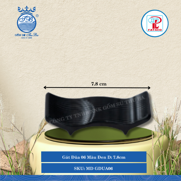 Gát Đũa 06 Màu Đen Dài: 7.8cm Rộng: 2.7cm Cao: 3.1cm Fataco Nhựa MD GDUA06